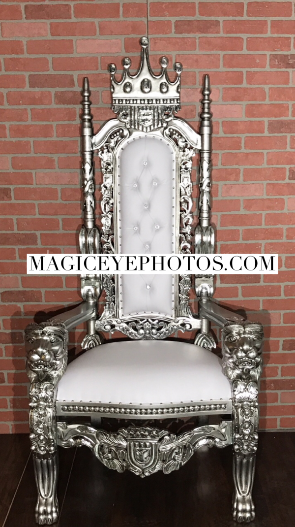 Silver And White Throne Chair Eventlyst