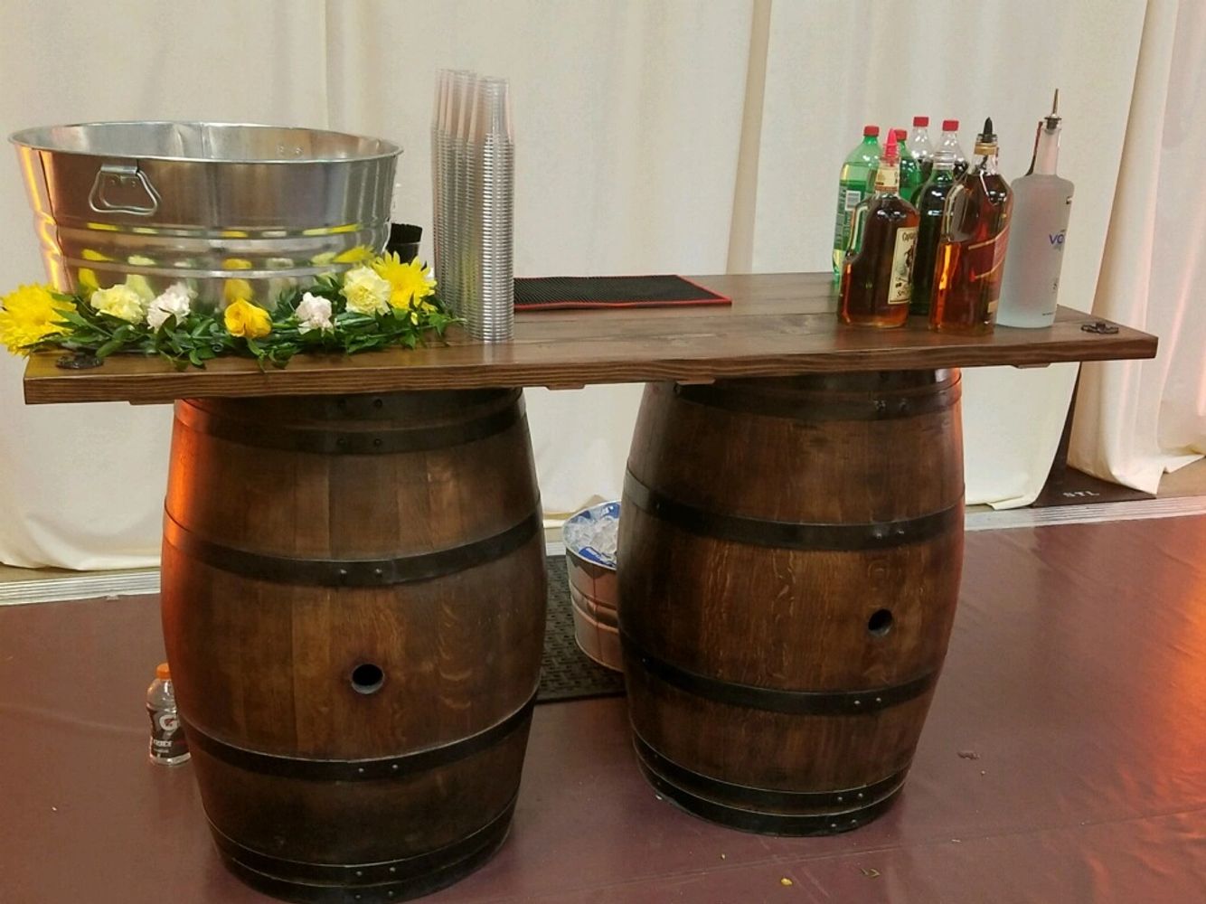 Wine Barrel Bar Table Rental for Wedding or Event