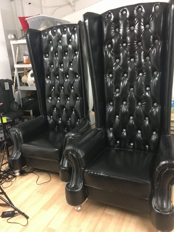 Tall Black Leather Tufted Chairs, Leather Chairs Charlotte Nc