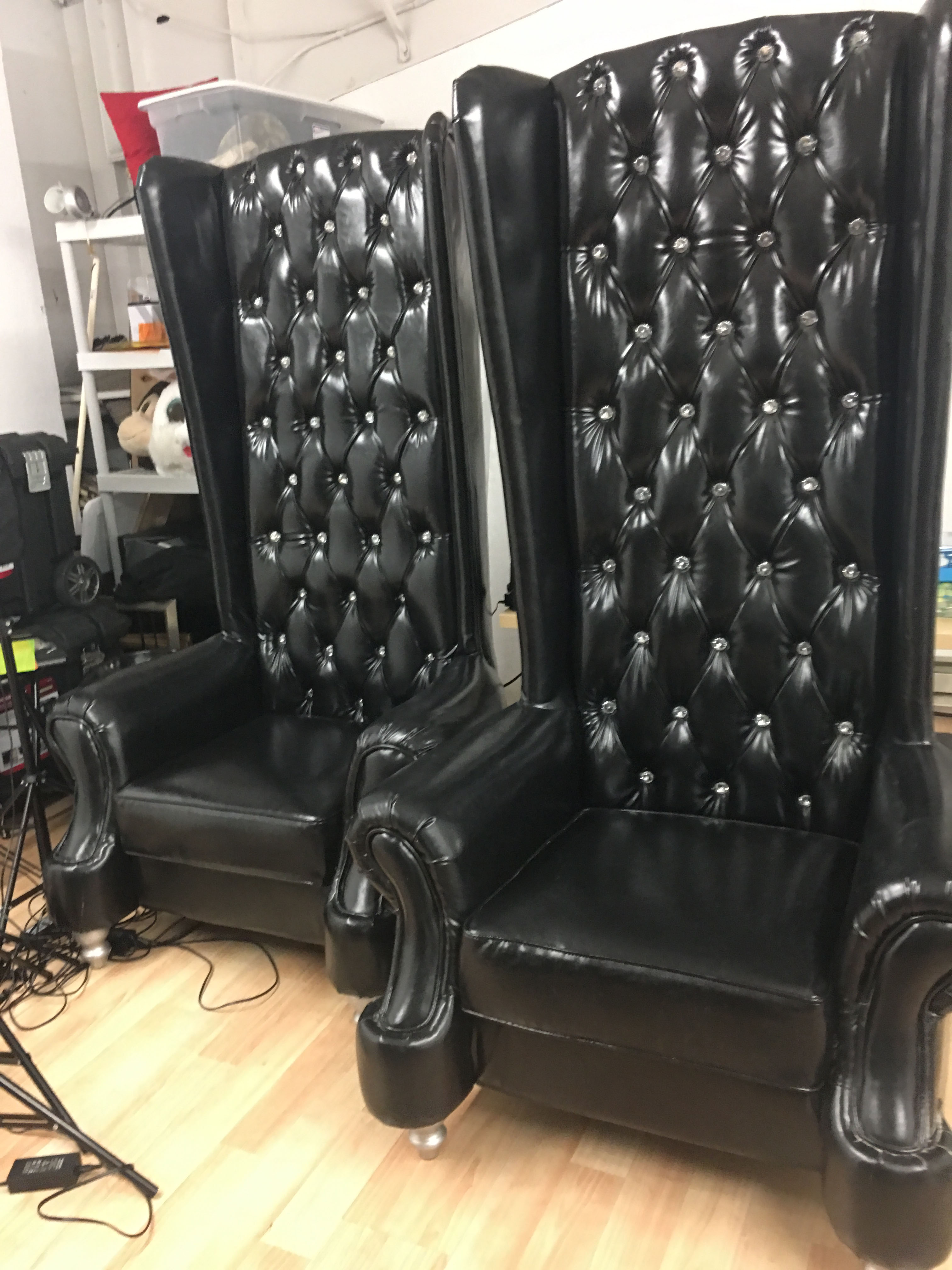Tall Black Leather Tufted Chairs, Leather Tufted Chairs