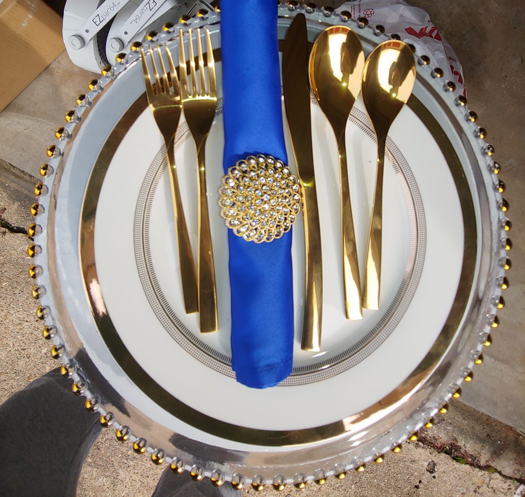 Gold Rim White Dinner Plate Rental Houston - Love Of Parties