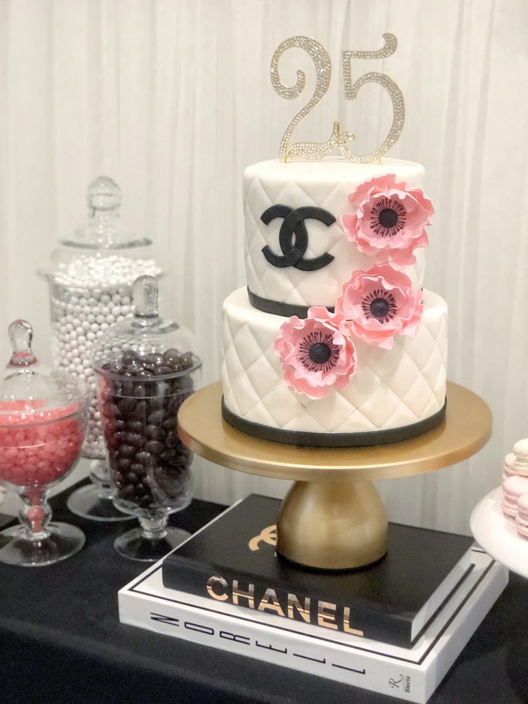 Coco Chanel Birthday Party Decoration Themes Ideas - Chanel Cake & Backdrop