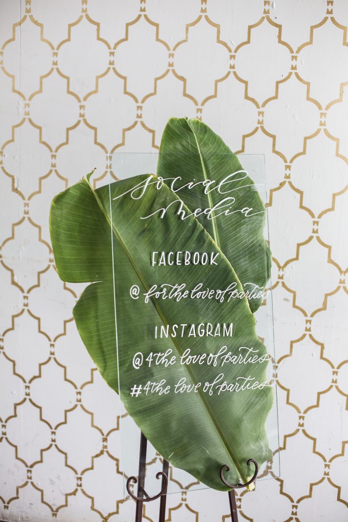tropical theme 30th birthday chic party ideas botanical calligraphy modern