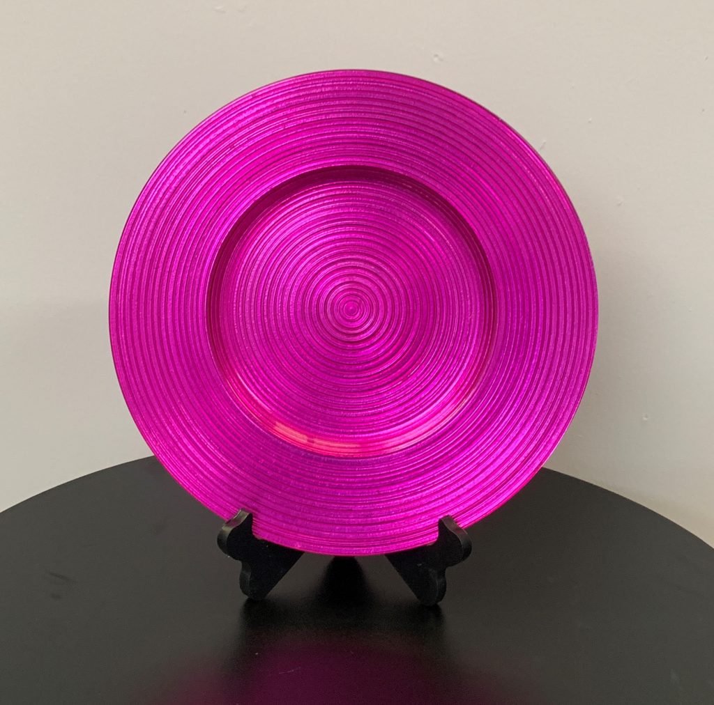 GLASS CHARGER PLATE RINGS PINK Eventlyst