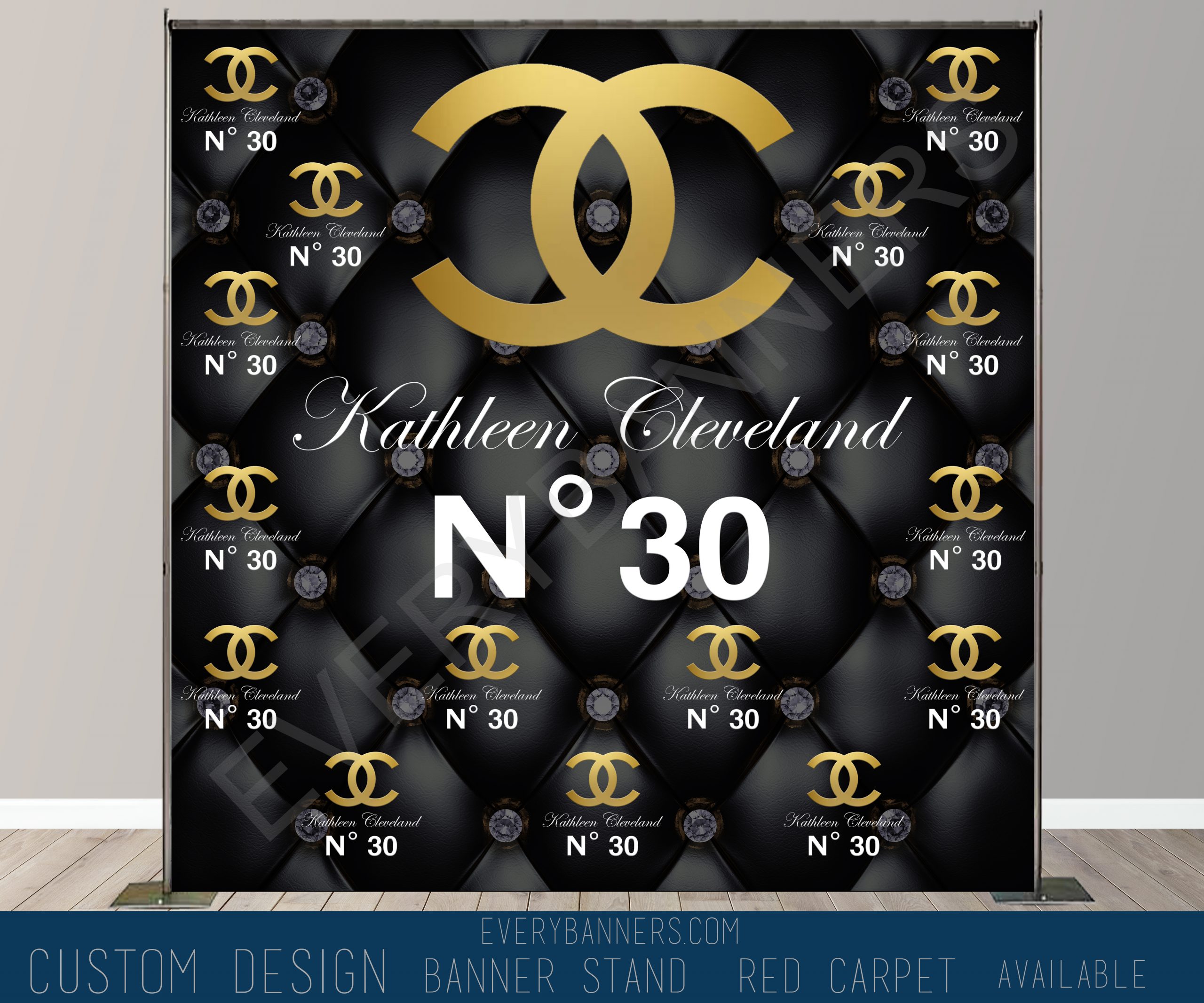 Chanel inspired themed Birthday Step and Repeat Backdrop - Eventlyst