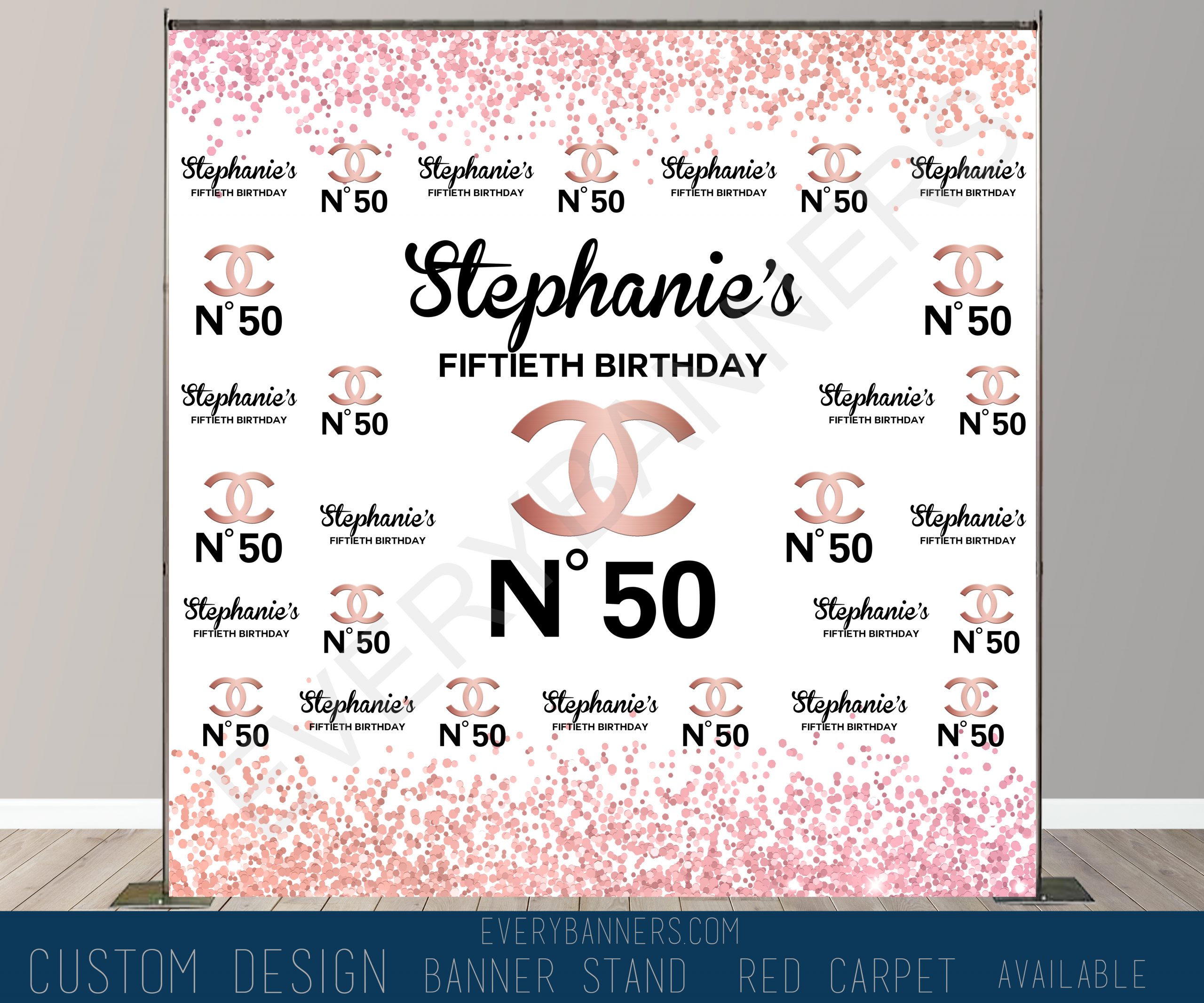 Chanel themed Custom Step and Repeat Backdrop - Eventlyst