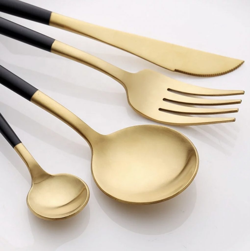 Black Stem Gold Flatware (4 Piece) Eventlyst
